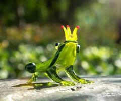 Hand Blown Frog Figurine,Art Glass Miniature Animals