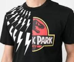 Neil Barrett - x Jurassic Park Thunderbolt-print T-shirt - men - Cotton