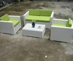 Stylish Outdoor Furniture Set with White and Green